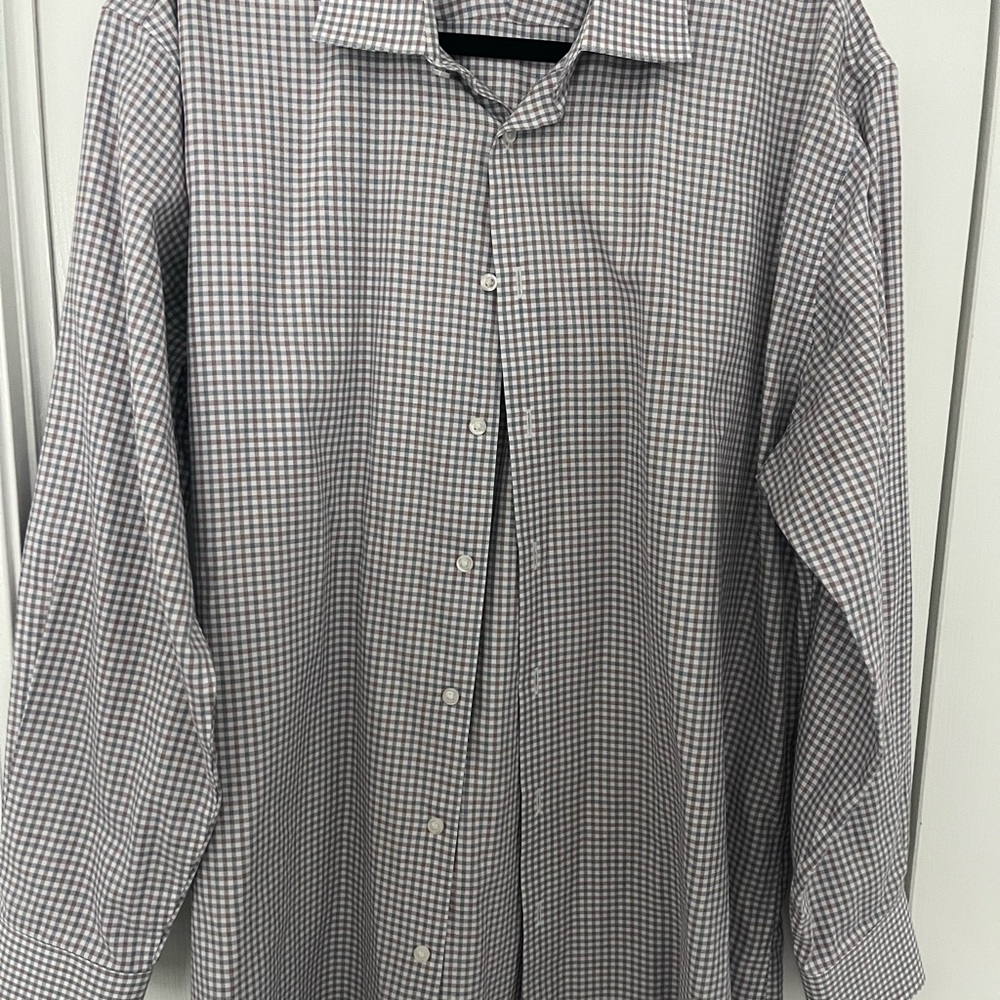 Neiman Marcus Navy and Rust Checkered Shirt.